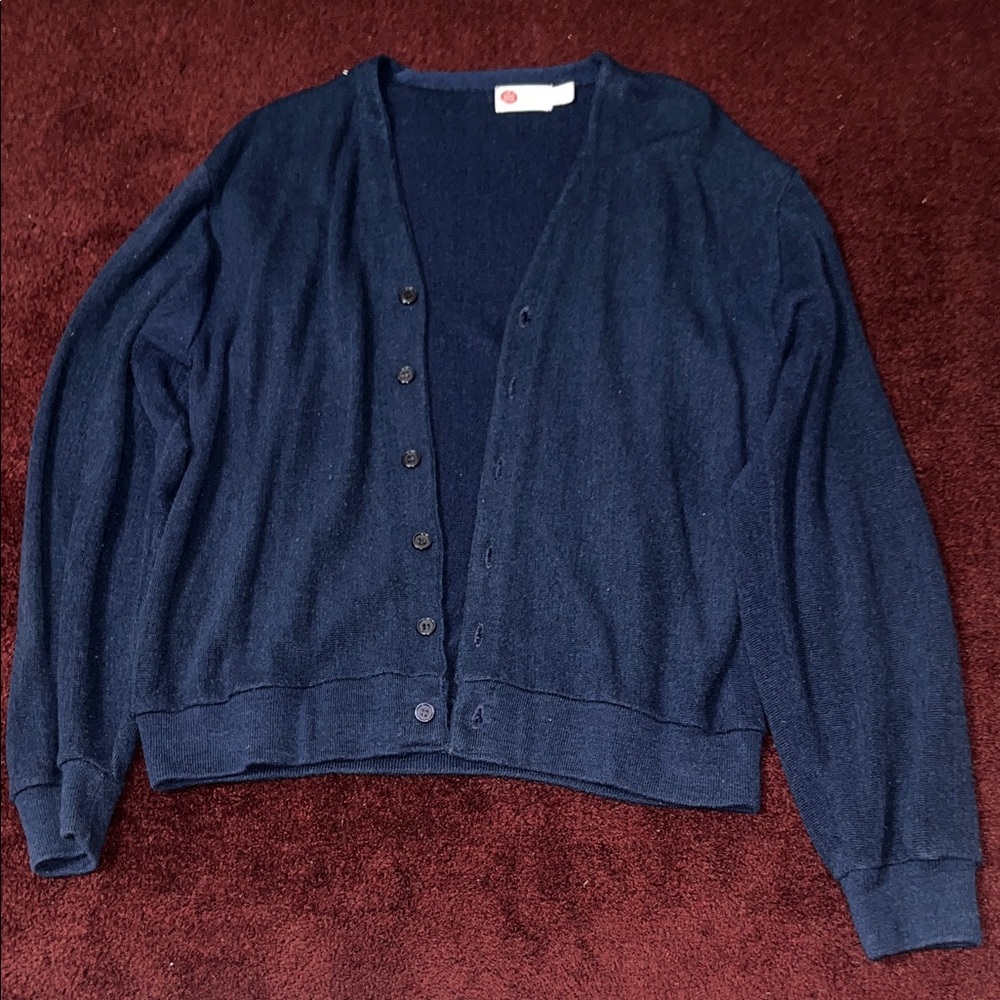 Vintage Navy Men's Cardigan Sweater from Sear’s